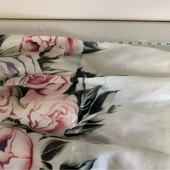 Floral Rose Print 100% Silk Cotton Lining Balloon Skirt Midi Dress Size Small - Picture 13 of 13